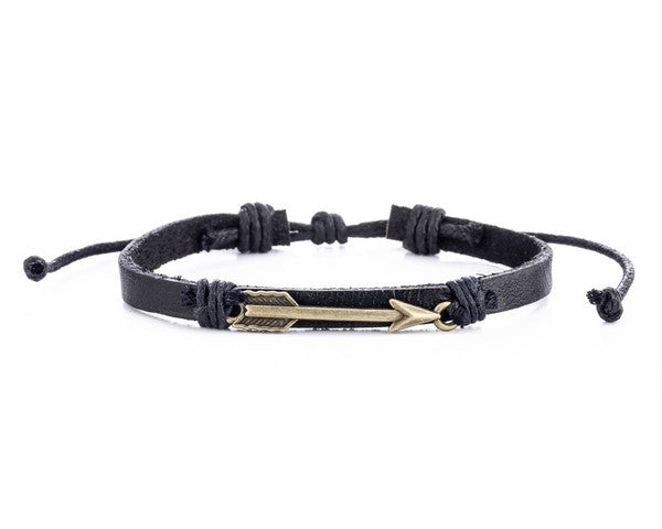 Leather Bracelet with Arrow Charm - boom-ibiza
