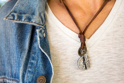 Leather Necklace Coin Charm - boom-ibiza