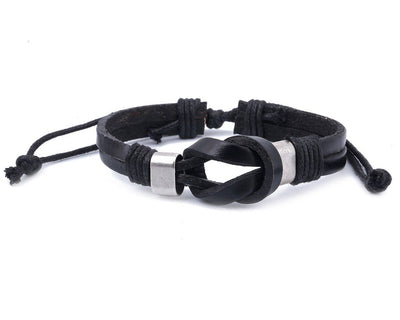leather bracelet double knot - black - boom-ibiza