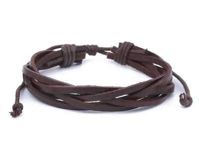 leather bracelet braided loose - brown - boom-ibiza