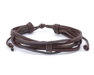 leather bracelet multistrand with string - boom-ibiza