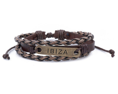Leather Multistrand Bracelet brass Ibiza - boom-ibiza