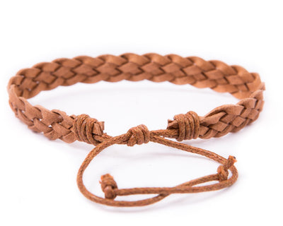 leather bracelet braided - light brown - boom-ibiza