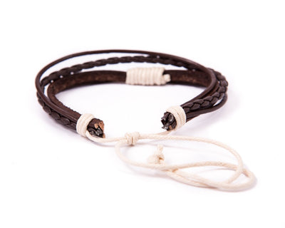 leather bracelet multistrand - white cord - boom-ibiza