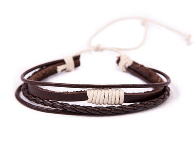 leather bracelet multistrand - white cord - boom-ibiza