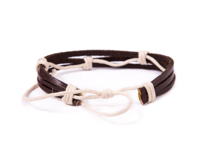 leather bracelet multistrand - white cord - boom-ibiza