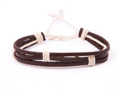 leather bracelet multistrand - white cord - boom-ibiza