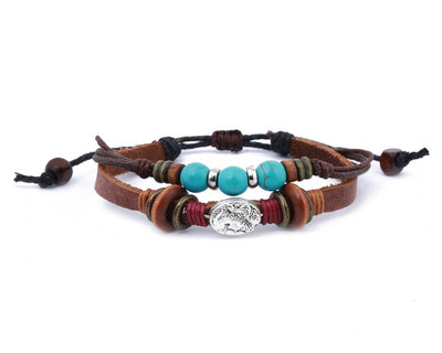 leather bracelet - Ibiza Boho portrait charm - boom-ibiza
