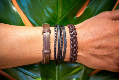 leather bracelet multistrand - four waves - boom-ibiza