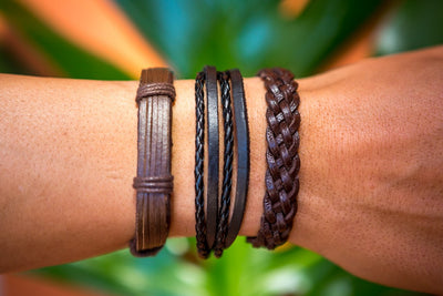 leather bracelet braided - Ibiza classic brown - boom-ibiza
