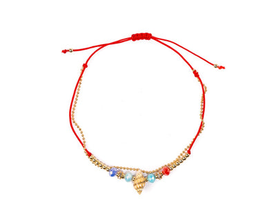 Anklet - Double Strand Red Seashell Anklet - boom-ibiza
