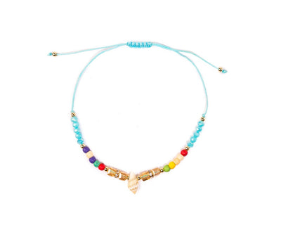 Anklet - Blue String Anklet Seashell Charm - boom-ibiza