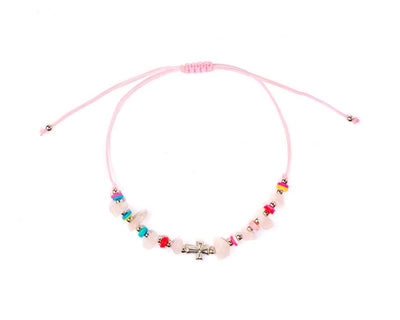 Anklet - Pink String Cross Anklet - boom-ibiza
