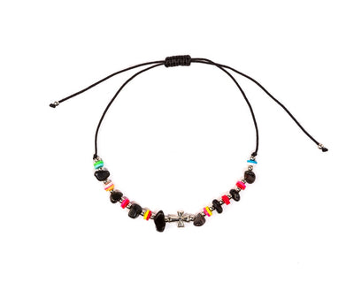 Anklet - Black String Cross Anklet - boom-ibiza