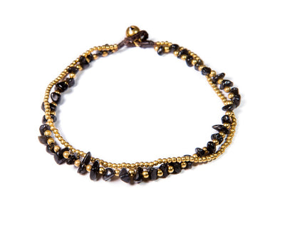 Anklet - Brass & Black Agate Anklet - boom-ibiza