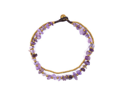 Anklet - Brass & Amethyst Anklet - boom-ibiza