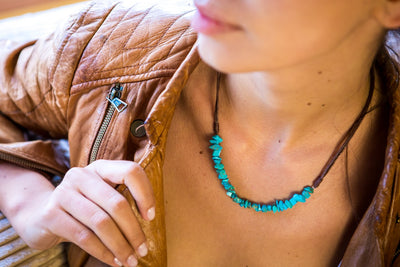 turquoise necklace chunky rocks - boom-ibiza