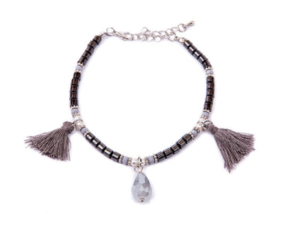 Anklet - Gray/Silver Charm - boom-ibiza