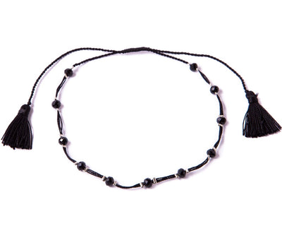 Anklet - Black Briolette String Anklet - boom-ibiza