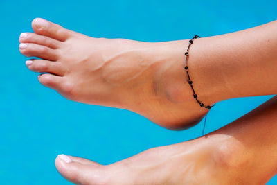 Anklet - Black Briolette String Anklet - boom-ibiza