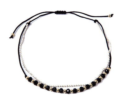 Anklet - Black Briolette Double Cord - boom-ibiza