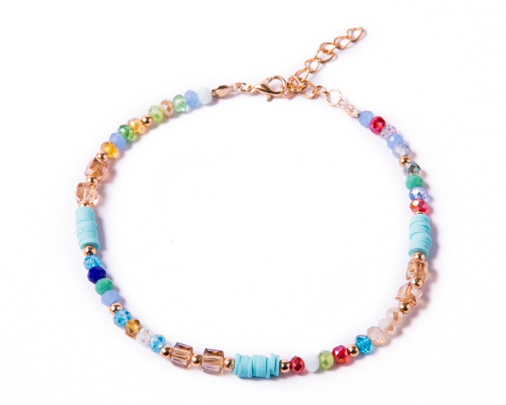 Anklet  - Colorful Briolette Shape Beads