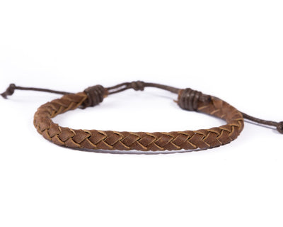 leather bracelet braided - neat brown - boom-ibiza