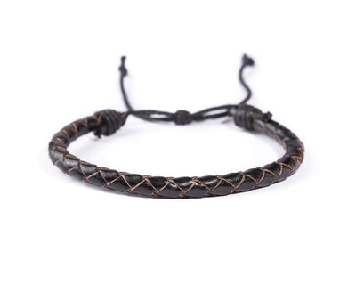 leather bracelet braided - neat black - boom-ibiza