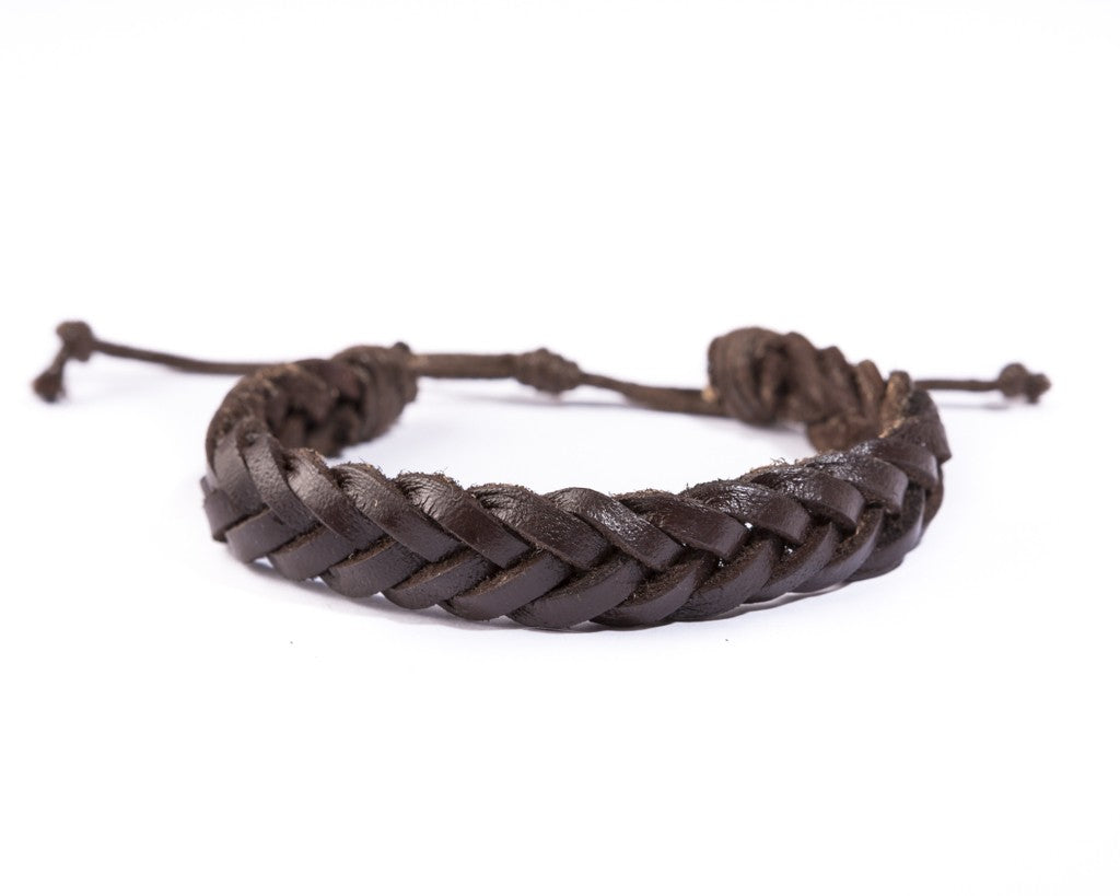 leather bracelet braided - Ibiza classic brown - boom-ibiza