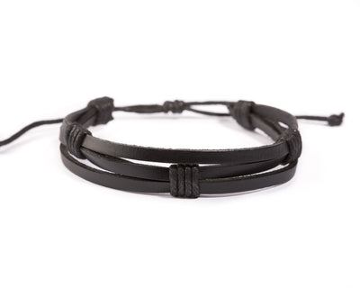 leather bracelet multistrand - black - boom-ibiza