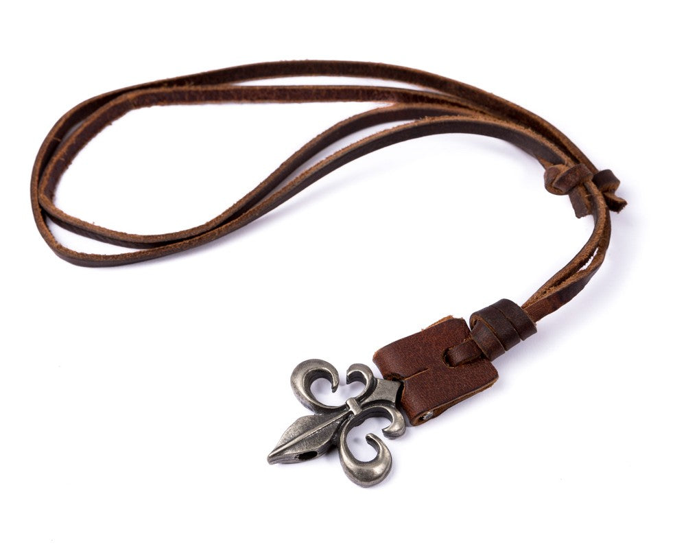 Leather Necklace Spade Charm