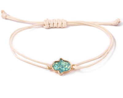 String Bracelet Turquoise Hamsa - White - boom-ibiza