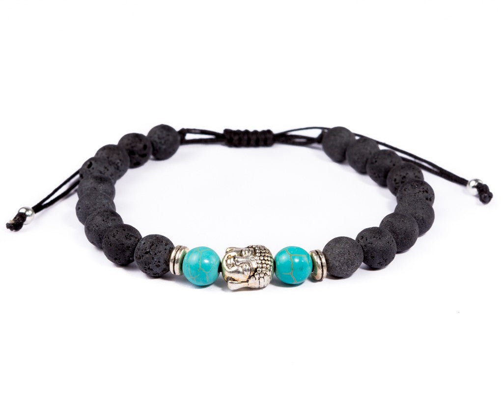 Lava Stones Bracelet Buddha Charm