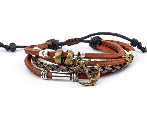 leather multistrand bracelet sailor - boom-ibiza