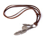 Leather Necklace Feathers Charm - Brown - boom-ibiza