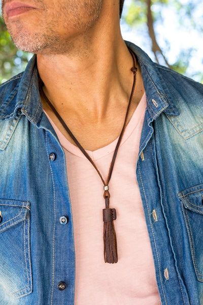 Leather Necklace - Leather Stripes - boom-ibiza