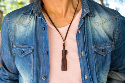 Leather Necklace - Leather Stripes - boom-ibiza
