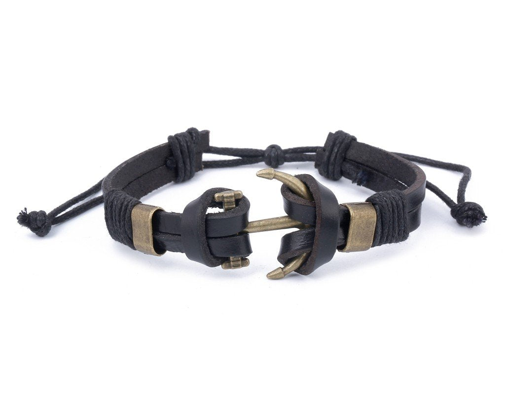 Leather Bracelet Large metal anchor