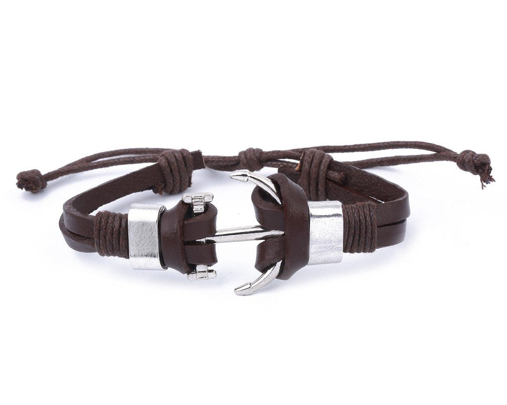 Leather Bracelet Large metal anchor