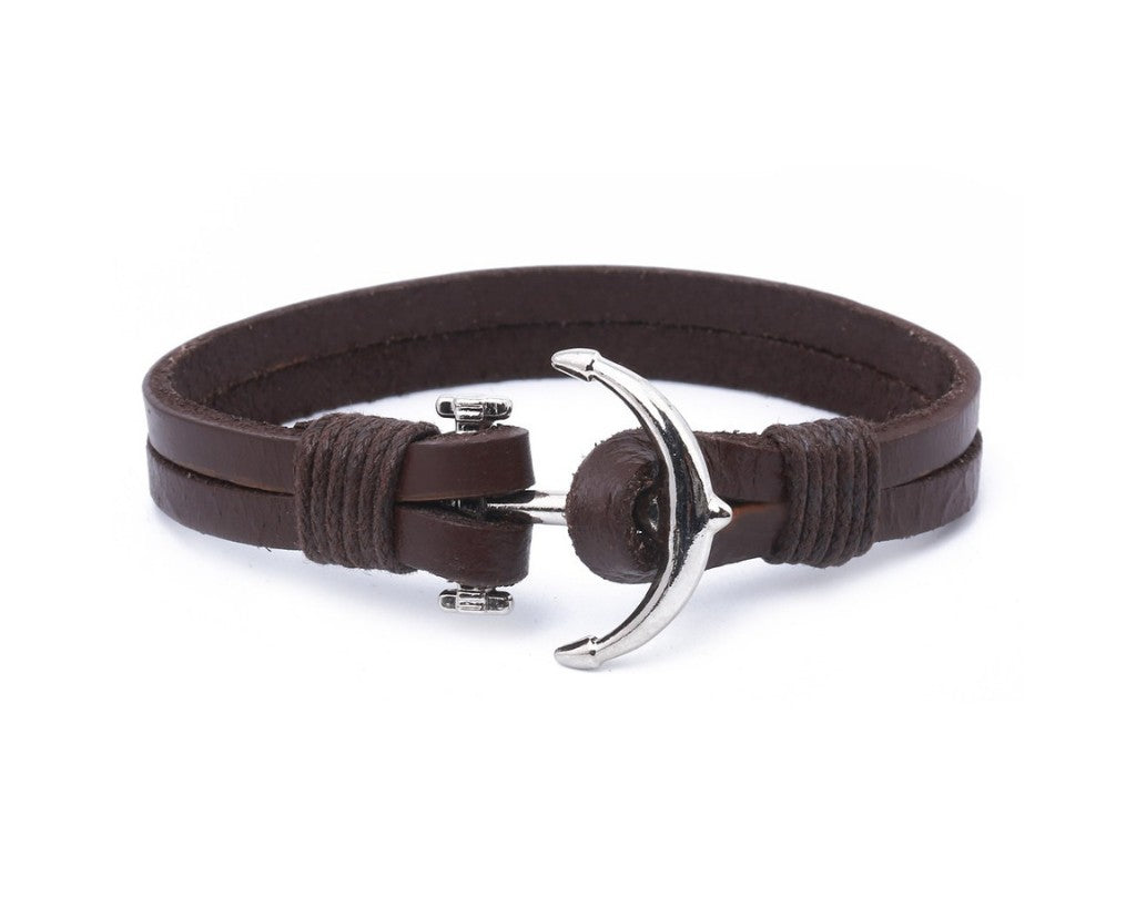 Leather Bracelet Large metal anchor - boom-ibiza