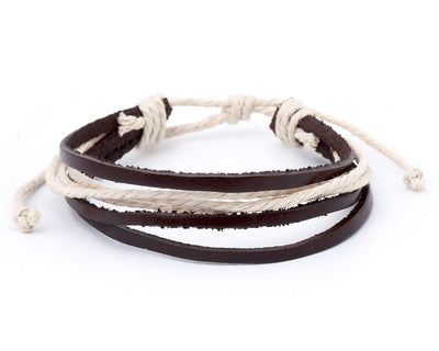 leather bracelet multistrand - white cord - boom-ibiza