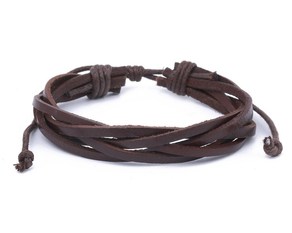 leather bracelet braided loose - brown