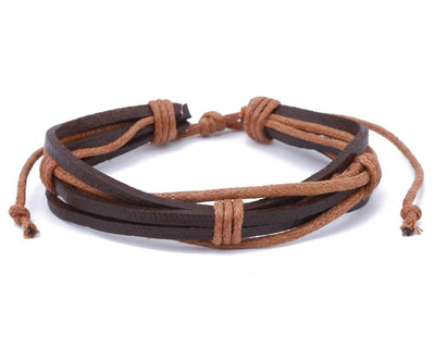 leather bracelet multistrand with string - boom-ibiza