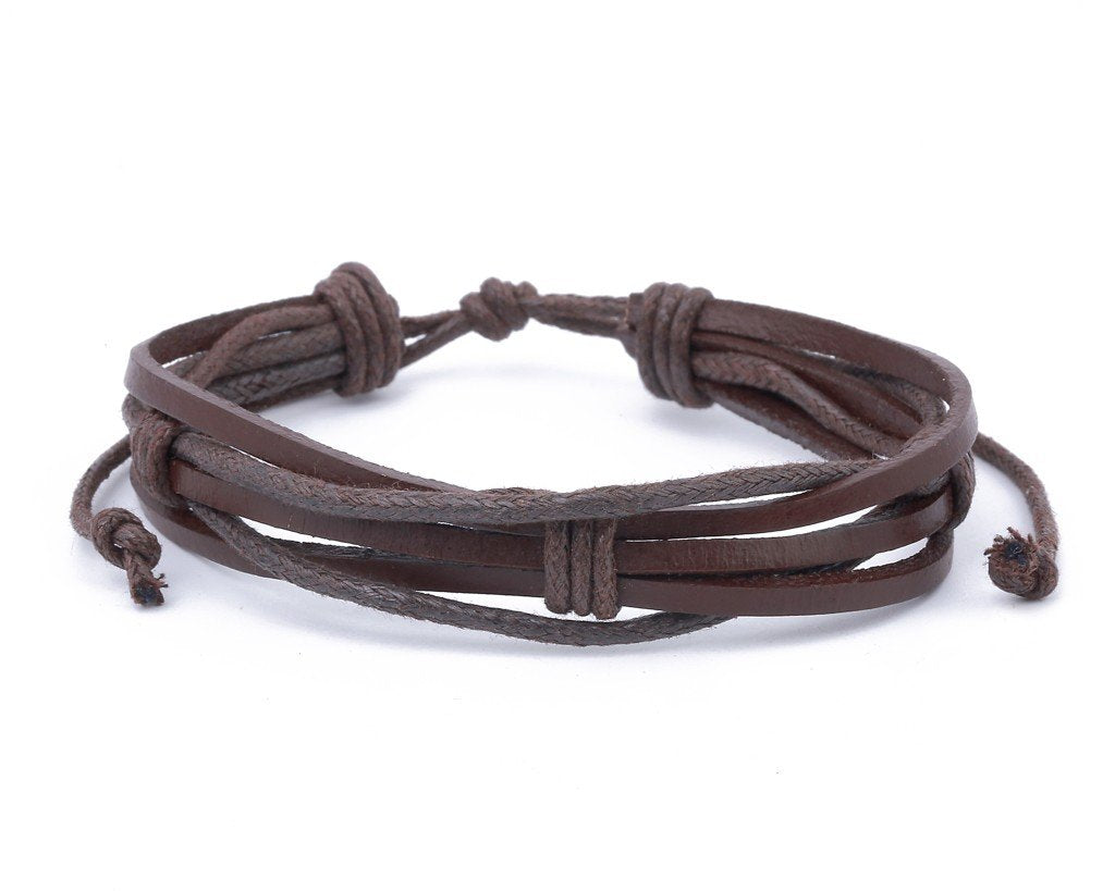 leather bracelet multistrand with string - boom-ibiza