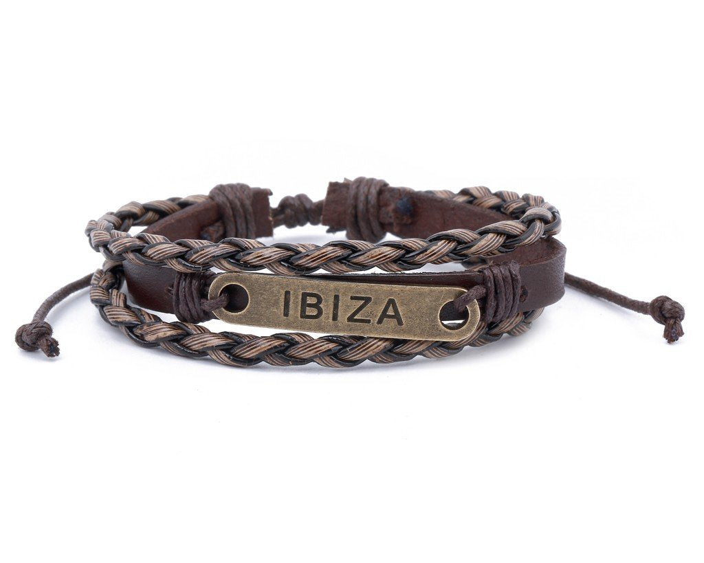 Leather Multistrand Bracelet brass Ibiza - boom-ibiza