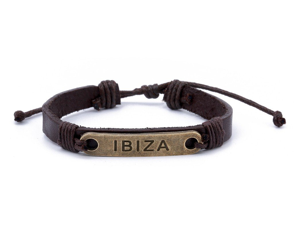 Leather Bracelet Brass Ibiza brown