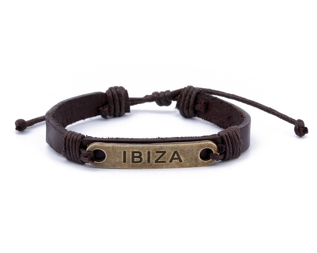 Leather Bracelet Brass Ibiza brown - boom-ibiza