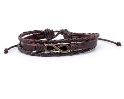 Leather Multistrand Bracelet brass infinity - boom-ibiza