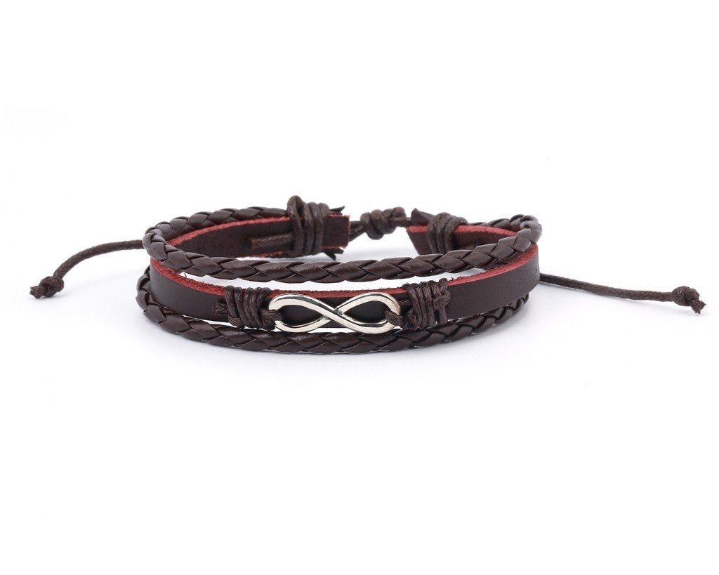 Leather Multistrand Bracelet metal infinity - boom-ibiza