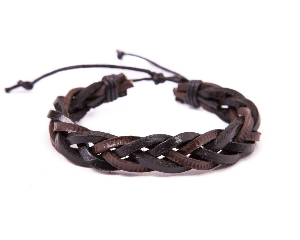 leather bracelet braided - mixed brown - boom-ibiza